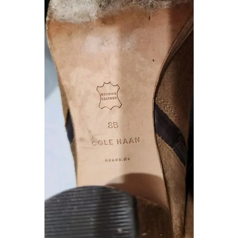 Cole Haan Hayes Bootie Java‎ Brown Suede Stacked Booties Womens Size 8 B